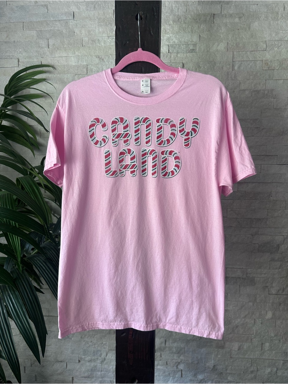 Pink 'Candy Land' Graphic 100% Cotton Tee Size M